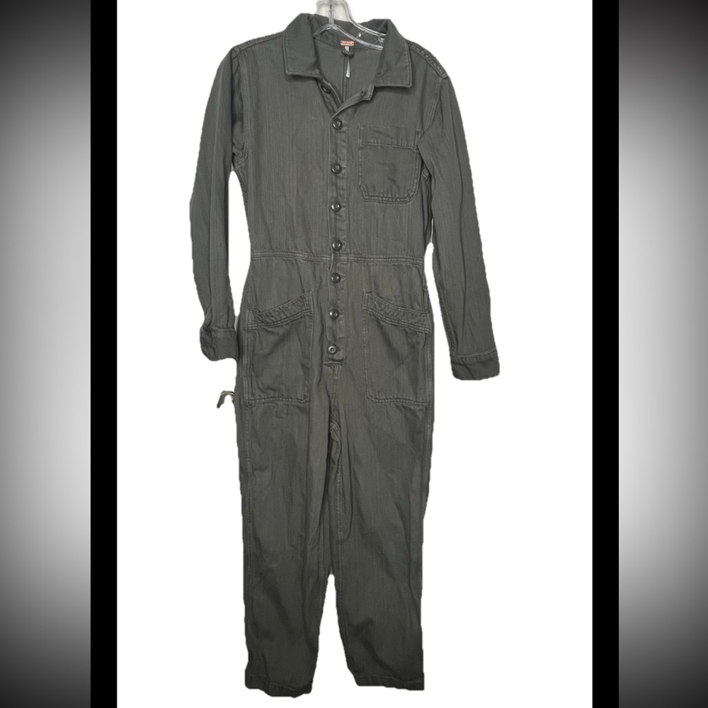Free People Olive Green Long Sleeve Jumpsuit Size Small